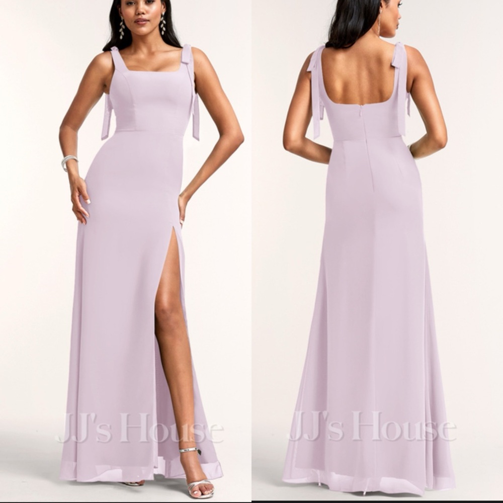 JJ’s House A-line Square Floor-Length Chiffon Bridesmaid Dress Bows 16 Wedding